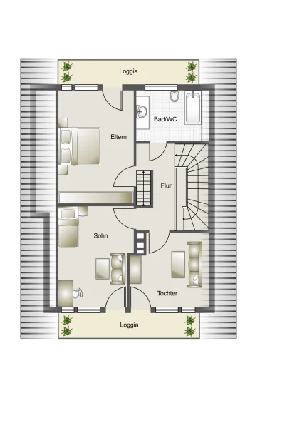 Obergeschoss (schematisch dargestellt)