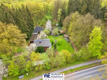 von oben - Haus kaufen in Ahrensburg - Uriges Nest am Beimoorwald in Ahrensburg!