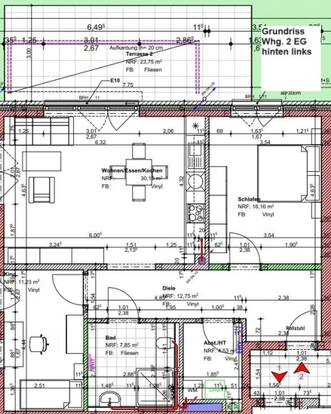 Grundriss Whg. 2 EG hinten links