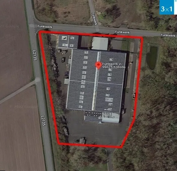 Luftbildaufnahme - Halle/Lager/Produktion kaufen in Kölleda - Production hall with approx. 7,870 m² of space in the heart of Germany! A top location, logistically speaking!