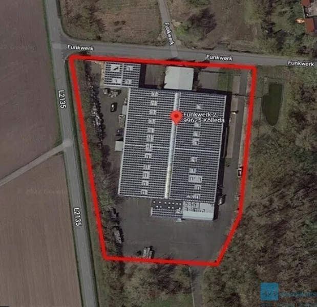 Luftbildaufnahme - Halle/Lager/Produktion kaufen in Kölleda - Produktionshalle mit ca. 7.800 m² Fläche in der Mitte Deutschlands! Logistisch top gelegen!