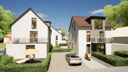 Straßenansicht - Wohnung kaufen in Hofheim - Kapitalanlage oder in das eigene Zuhause?Neubau 3-Zimmerwohnung. Individuell, zentrumsnah, modern.