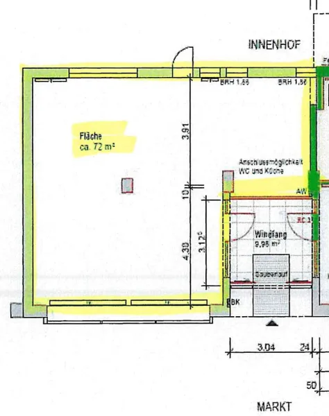 Grundriss Gewerbeeinheit links