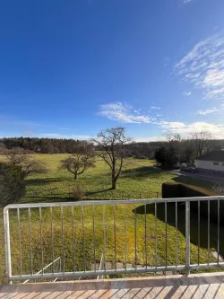 Freier Blick vom Balkon auf die Felder - Wohnung kaufen in Friedrichsdorf - Schöne 4-Zimmerwohnung in ruhiger Feldrandlage mit TG-Stellplatz