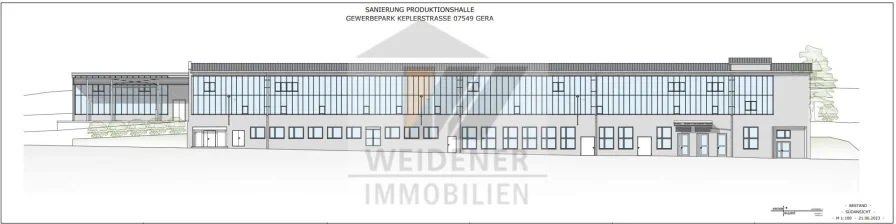 Südansicht - Halle/Lager/Produktion mieten in Gera - Umbau nach Mieterwunsch! Attraktive Gewerberäume - Lager und Büro - im Herzen von Gera!
