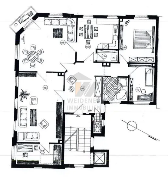 Grundriss - Wohnung mieten in Gera - Für Menschen die mehr wollen! 5 Raum-Wohnung mit Balkon und Aufzug in Gera Untermhaus!