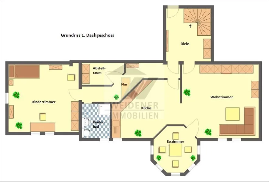 _WE9 Grundriss DG1 neu - Wohnung mieten in Gera - Dachterrasse! Große 3 Raum DG-Maisonette-Wohnung mit 2 Bädern! *Einbauküche möglich!