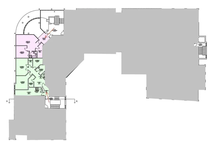 Lage in der Etage (grün, erweiterbar um rosa)