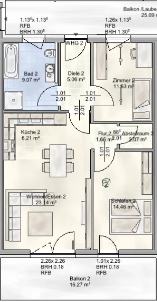 Grundriss Wohnung 3