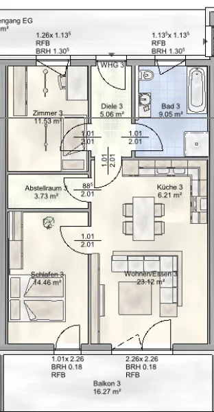 Grundriss Wohnung 2