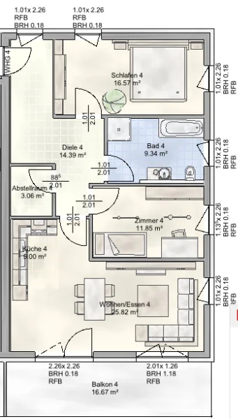 Grundriss Wohnung 1