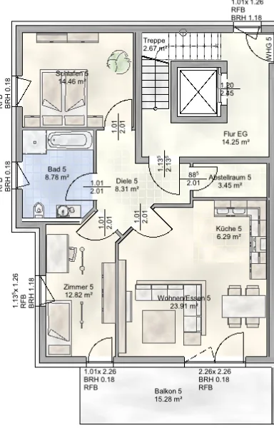 Grundriss Wohnung 8