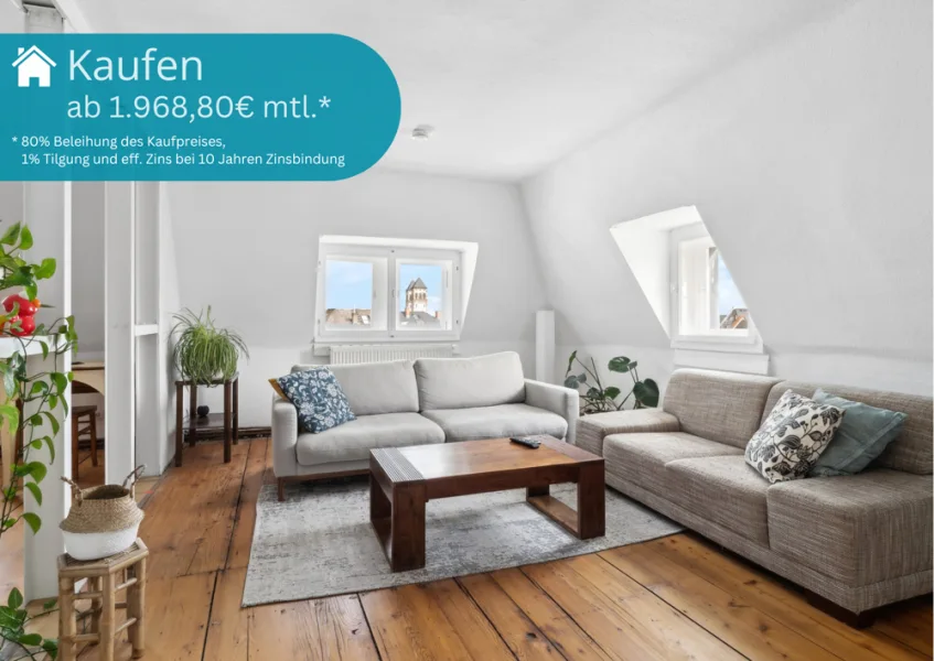 24130512- Adlerflychtstraße 3_mit Finanzierung - Wohnung kaufen in Frankfurt am Main - ++ großzügige Dachgeschosswohnung mit viel Potenzial und Skylineblick zentral im Nordend ++