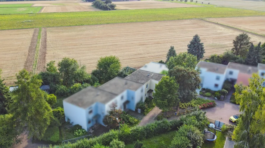 Luftbild - Haus mieten in Frankfurt am Main - Perfekt für Familien! Charmantes Reihenmittelhaus in grüner Umgebung