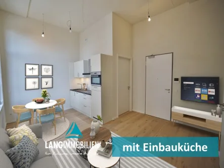 Wohn&Essbereich mit Möbel - Wohnung mieten in Hattersheim am Main - ++Exklusives Wohnen in industriellem Ambiente: 2-Zimmer-Wohnung mit Balkon ++