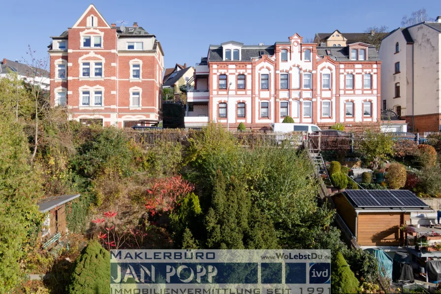 Blick über den Garten zur Heynestraße