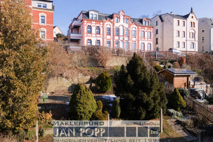 Blick über den Garten zur Heynestraße 