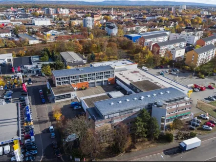 Luftbildaufnahme 5 - Sonstige Immobilie kaufen in Hanau - Gewerbe-Komplex mit starker Rendite - 2 Bürohäuser und 1 Supermarkt