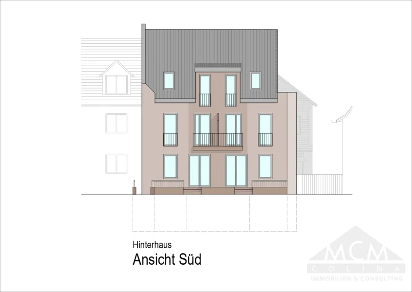 Hinterhaus Ansicht Süd_page-0001 - Grundstück kaufen in Hanau / Klein-Auheim - Baugrundstück inkl. Baugenehmigung für ein Reihenendhaus auf einem schönen Gartengrundstück.