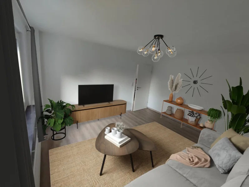 Wohnzimmer  - Wohnung kaufen in Leverkusen - PROVISIONSFREI! Hochwertig sanierte und wunderschöne 3-Zimmer Wohnung mit Balkon in Leverkusen