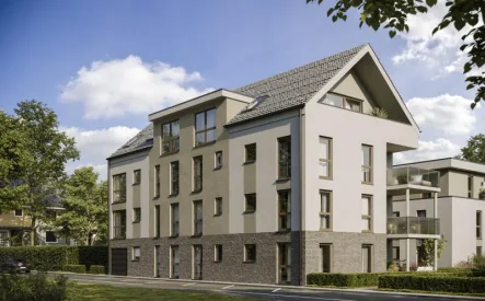 Straßenansicht - Wohnung mieten in Frankfurt am Main - Großzügige 2-Zimmer-Neubauwohnung mit sonnigem Balkon in Ffm.-Sindlingen