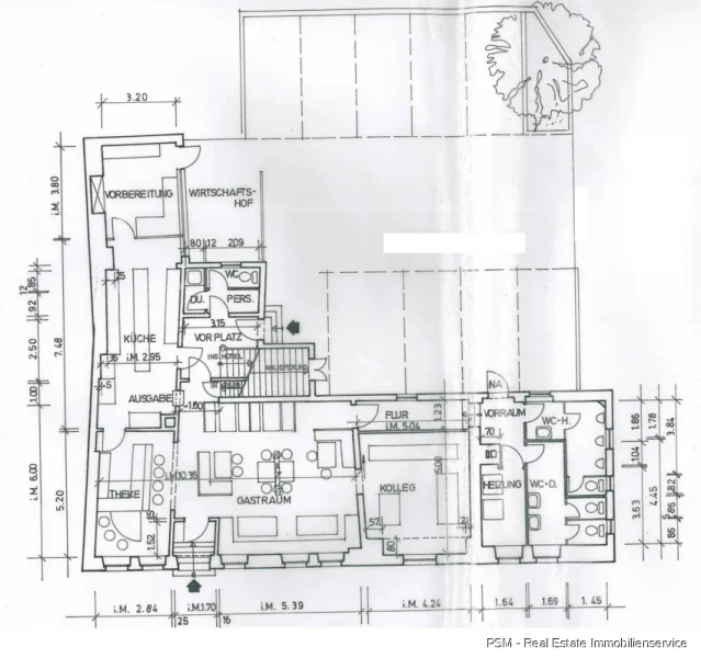 Grundriss EG - Gastrobereich, Küche