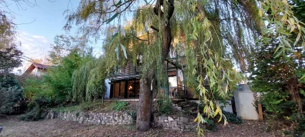 Blick vom Garten zum Haus - Haus kaufen in Bad Kreuznach / Winzenheim - Wohnen, Arbeiten und Vermieten - alles ist möglich in diesem großzügigen EFH mit Einliegerwohnung und Garten