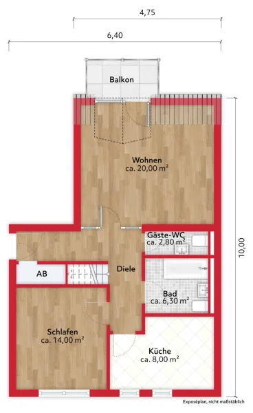 Grundriss Wohnbereich unmöbliert_Budenheim-Erwin-Renth-Str.16