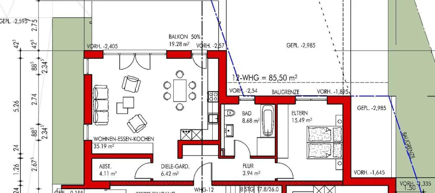 Grundrissplan Wohnung 12