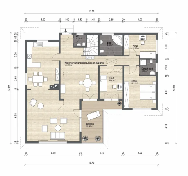 Grundrissplan Erdgeschoss Wittmann