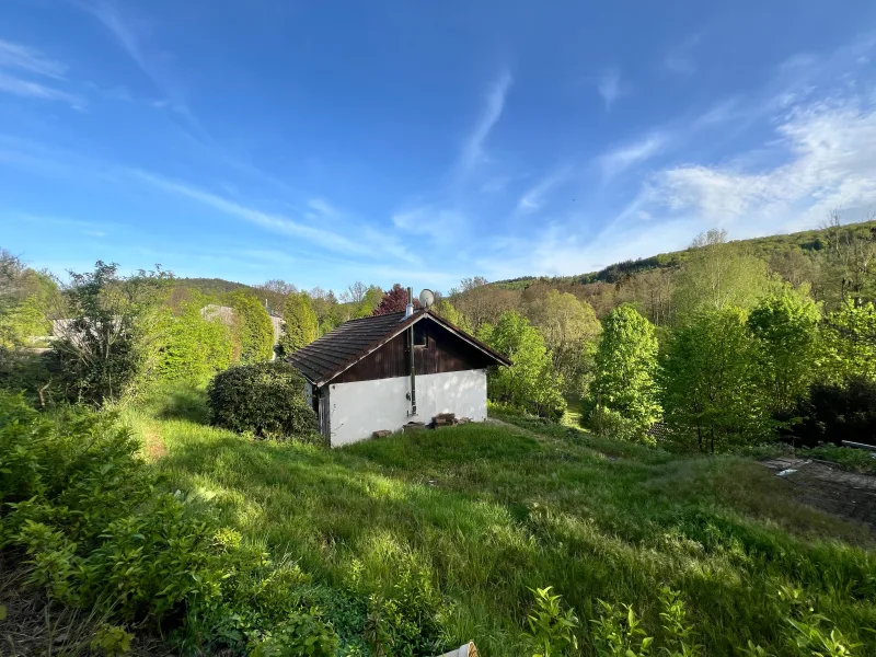 Blick auf Haus und Grundstück