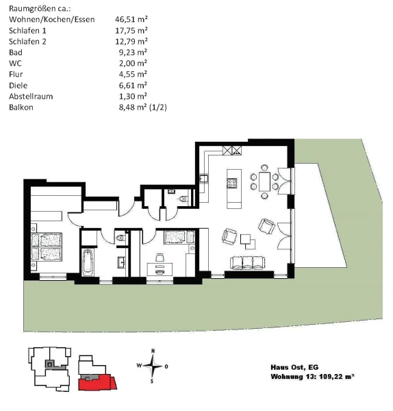 Grundrissplan Wohnung 13