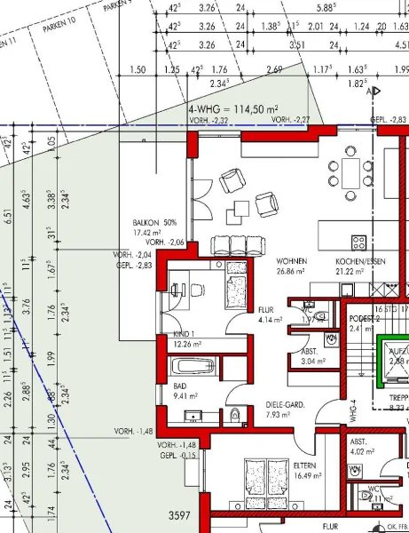 Grundrissplan Wohnung 4