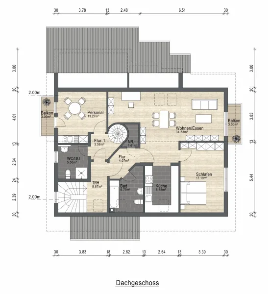 Grundrissplan Dachgeschoss