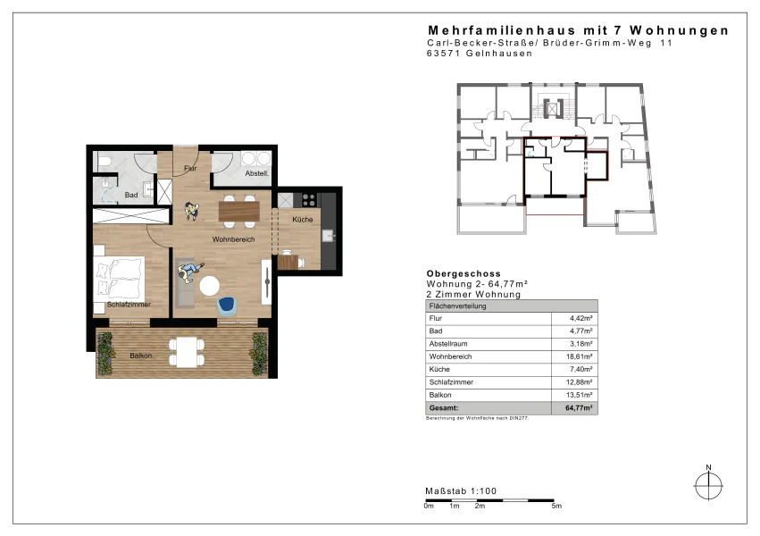 Grundrissplan mit Flächenberechnung