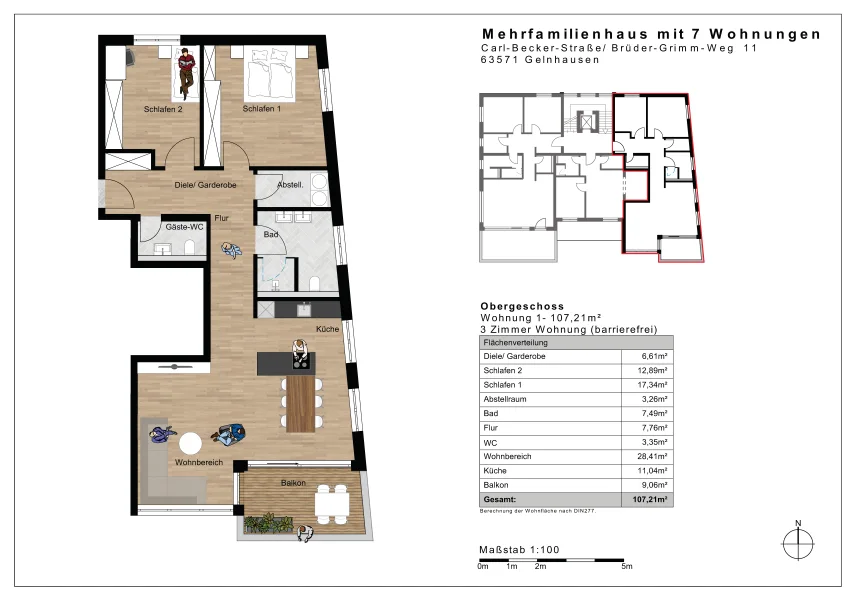 Grundrissplan mit Flächenberechnung