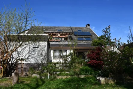 Hausansicht Gartenseite - Haus kaufen in Mühltal/Nieder-Ramstadt - Sehenswertes großzügiges Zweifamilienhaus mit Schwimmbad