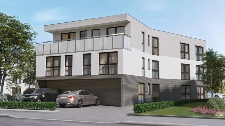 Frontansicht Visualisierung - Wohnung kaufen in Flörsheim - Moderne 3-Zimmerwohnung mit Balkon