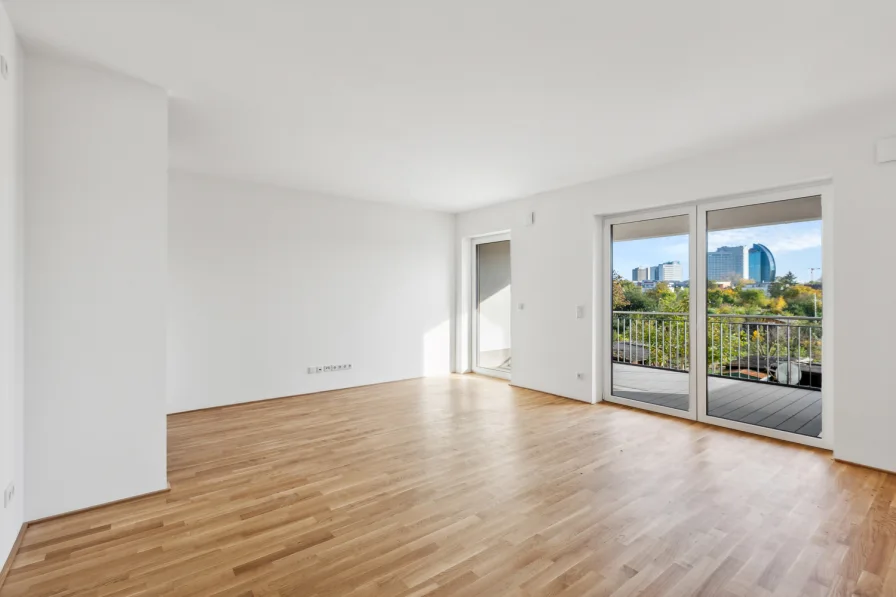 Wohnzimmer - Wohnung kaufen in Frankfurt - Exklusives Wohnen im Grünen: Moderne Neubauwohnung in Frankfurt-Bockenheim