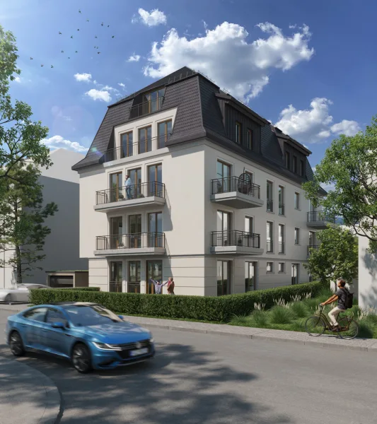 Ansicht I - Wohnung kaufen in Frankfurt am Main - Neubau: Zwei-Zimmer-Sonnenwohnung mit Terrasse undAufzug in die Wohnung (WHG 09)