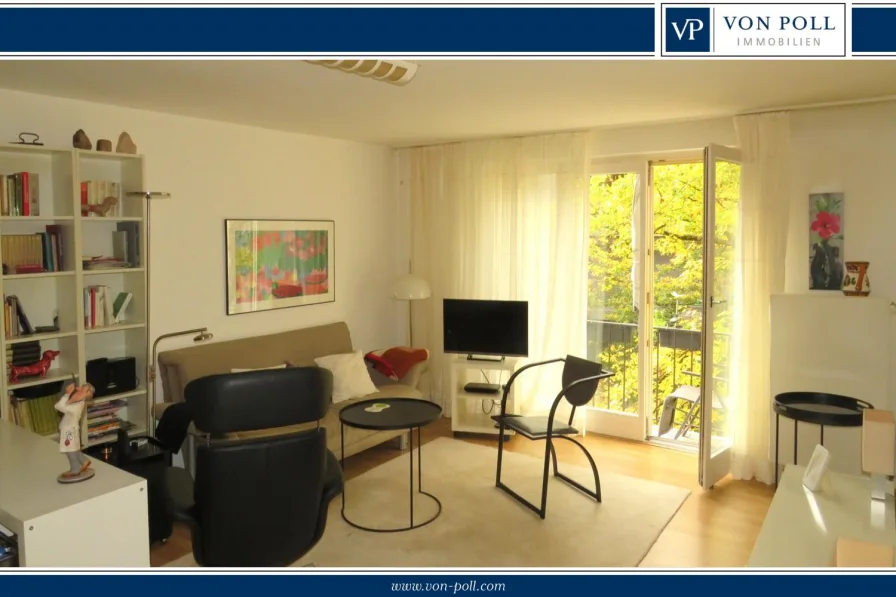 Wohnzimmer Ansicht I-Logo - Wohnung kaufen in Frankfurt am Main - Attraktive Drei-Zimmer-Wohnung mit Stellplatz