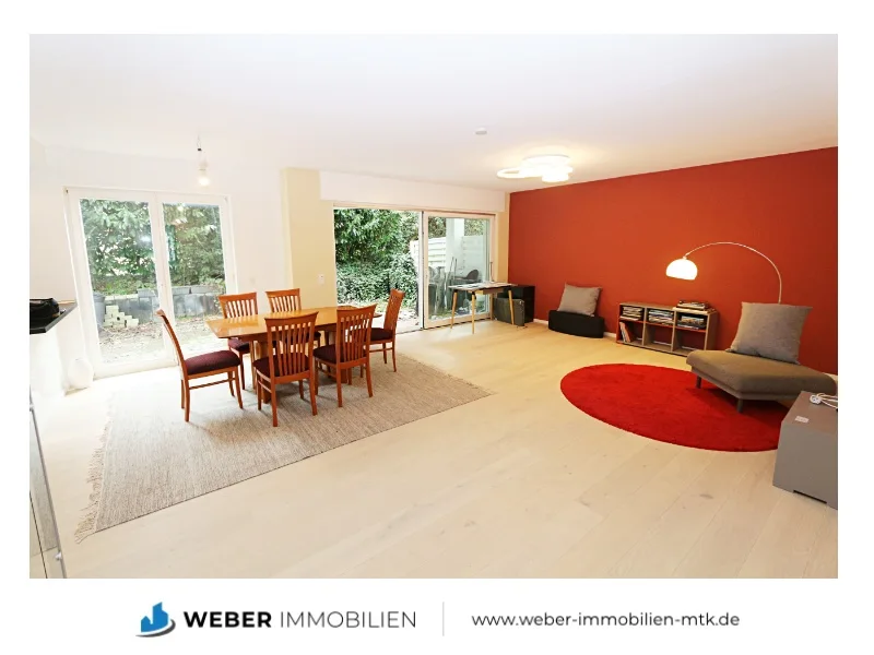 Wohn-/Esszimmer - Wohnung kaufen in Kronberg im Taunus - ++ schicke Erdgeschosswohnung (möbliert) mit  maßangefertigter Küche und XXL-TERRASSE++