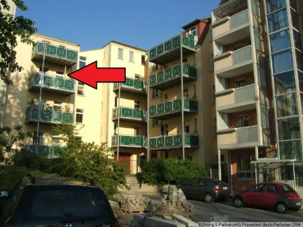 Rückansicht Gebäude - Wohnung mieten in Gera - 3-Raum-Wohnung mit großen Balkon zur Westseite