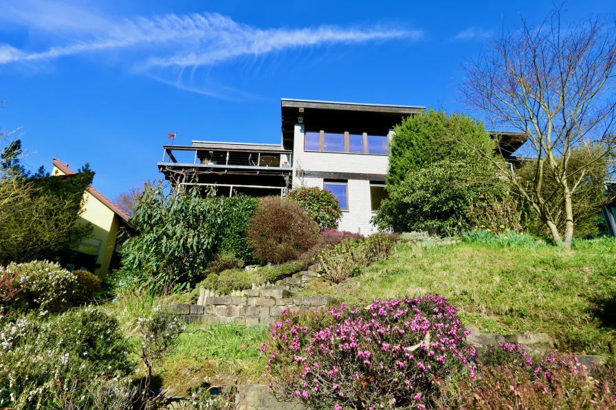 Rückansicht - Haus kaufen in Lohmar - Doppelhaushälfte mit Einliegerwohnung inmitten der Natur!