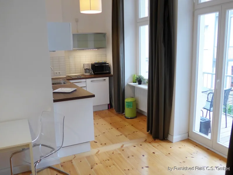 FF Richard-Sorge Küchenbereich - Wohnung mieten in Berlin - Friedrichshain: Ruhige 1-Raum-Wohnung mit Balkon