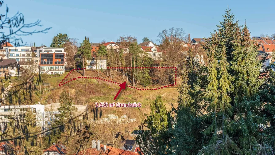 Blick aufs Grundstück vom Lainerbuckel aus