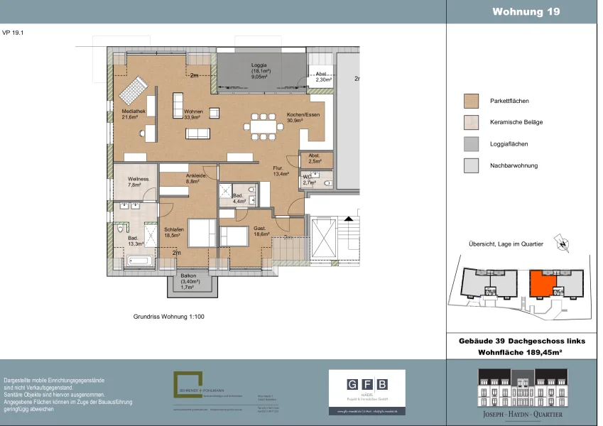 Grundriss Wohnung Nr. 19 - Wohnung kaufen in Bielefeld - Exklusive Wohneinheit in der Endetage mit Südloggia und herrlichem Weitblick über die Stadt