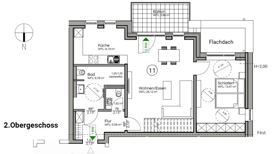 Grundriss Wohnung 11 - 2. OG