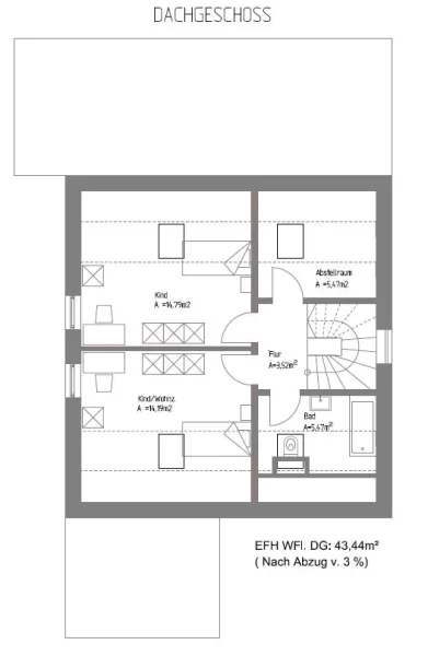 Grundriss Dachgeschoss - Planungsoption Einfamilienhaus 