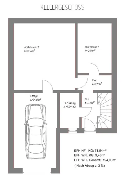 Grundriss Kellergeschoss- Planungsoption Einfamilienhaus 